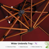 PURPLE LEAF Outdoor Garden Umbrella with Base, Cantilever Umbrellas in Wood Color