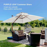PURPLE LEAF Double Top 9 / 10 / 11 / 12 ft Square Aluminum Sun Umbrellas in Wood Color
