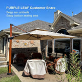 PURPLE LEAF Double Top 9 / 10 / 11 / 12 ft Square Aluminum Sun Umbrellas in Wood Color