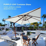 PURPLE LEAF Double Top 9 / 10 / 11 / 12 ft Square Aluminum Sun Umbrellas in Wood Color