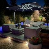 PURPLE LEAF Square Cantilever Umbrella with Base, Outdoor Umbrellas with Lights