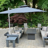PURPLE LEAF Square Cantilever Umbrella with Base, Outdoor Umbrellas with Lights