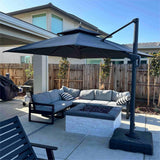 PURPLE LEAF UV50+ Fade Resistant Cantilever Umbrella, Patio Umbrellas with Base