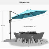 PURPLE LEAF Durable Patio Outdoor Umbrella Aluminum Round Cantilever Sun Yard Umbrellas For Pool, Deck