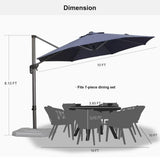 PURPLE LEAF Durable Patio Outdoor Umbrella Aluminum Round Cantilever Sun Yard Umbrellas For Pool, Deck