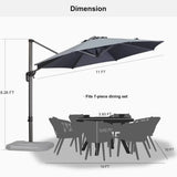 PURPLE LEAF Durable Patio Outdoor Umbrella Aluminum Round Cantilever Sun Yard Umbrellas For Pool, Deck