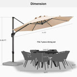 PURPLE LEAF Durable Patio Outdoor Umbrella Aluminum Round Cantilever Sun Yard Umbrellas For Pool, Deck