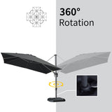PURPLE LEAF Patio Outdoor Large Umbrella Square and Rectangular Cantilever Yard Sun Umbrellas