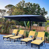 PURPLE LEAF Outdoor Patio Umbrella with Base, Cantilever Umbrellas for Garden, Grey