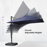 PURPLE LEAF Lateral Tilt Patio Umbrella with Base, 360° Swivel Cantilever Umbrella with Stand