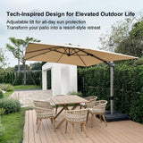 PURPLE LEAF Deluxe Left-Right Tilting Patio Umbrella Outdoor Swivel Cantilever Umbrellas