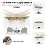 PURPLE LEAF Deluxe Left-Right Tilting Patio Umbrella Outdoor Swivel Cantilever Umbrellas