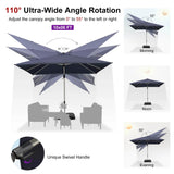 PURPLE LEAF Deluxe Left-Right Tilting Patio Umbrella Outdoor Swivel Cantilever Umbrellas