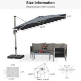 PURPLE LEAF Deluxe Left-Right Tilting Patio Umbrella Outdoor Swivel Cantilever Umbrellas