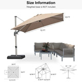 PURPLE LEAF Deluxe Left-Right Tilting Patio Umbrella Outdoor Swivel Cantilever Umbrellas