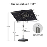PURPLE LEAF Hailar Tilting Market Umbrella with Base Premium Outdoor Table Umbrella