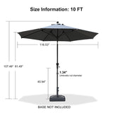 PURPLE LEAF Round Tiltable Patio Umbrella Poolside Porch Table Umbrella
