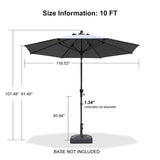 PURPLE LEAF Round Tiltable Patio Umbrella Poolside Porch Table Umbrella