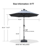 PURPLE LEAF Round Tiltable Patio Umbrella Poolside Porch Table Umbrella