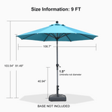 PURPLE LEAF Round Tiltable Patio Umbrella Poolside Porch Table Umbrella