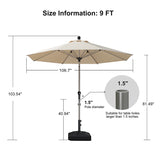 PURPLE LEAF Hailar Tilting Market Umbrella with Base Premium Outdoor Table Umbrella