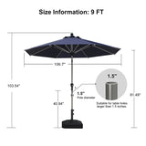 PURPLE LEAF Hailar Tilting Market Umbrella with Base Premium Outdoor Table Umbrella