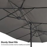 PURPLE LEAF Table Umbrella Double Sided Rectangular Patio Market Umbrella with Base