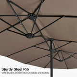 PURPLE LEAF Table Umbrella Double Sided Rectangular Patio Market Umbrella with Base