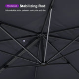 PURPLE LEAF Outdoor Sun Heavy Duty Large Cantilever Umbrella with Base