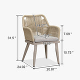 PURPLE LEAF Outdoor Dining Chair Set of 2 All-Weather Rattan Modern Dining Chair with Aluminum Frame for Kitchen Backyard Deck