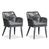 PURPLE LEAF Outdoor Dining Chair Set of 2 All-Weather Rattan Modern Dining Chair with Aluminum Frame for Kitchen Backyard Deck