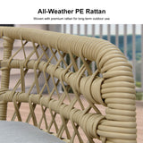 PURPLE LEAF Modern Outdoor Dining Table with 6/8/10 Seats, All-Weather Aluminum Table and Rattan Chairs with Cushions, Champagne