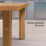 PURPLE LEAF Round & Rectangle Outdoor Dining Table HPL Aluminum Tabletop Modern Dining Table for Deck Kitchen