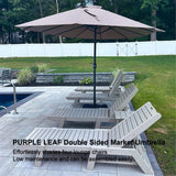 PURPLE LEAF Table Umbrella Double Sided Rectangular Patio Market Umbrella with Base
