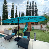 PURPLE LEAF Table Umbrella Double Sided Rectangular Patio Market Umbrella with Base
