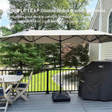 PURPLE LEAF Table Umbrella Double Sided Rectangular Patio Market Umbrella with Base