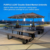 PURPLE LEAF Double-Sided Market Umbrella with Light Large Patio Umbrellas with Base
