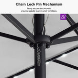 PURPLE LEAF Double-Sided Market Umbrella with Light Large Patio Umbrellas with Base