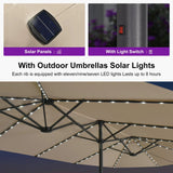 PURPLE LEAF Double-Sided Market Umbrella with Light Large Patio Umbrellas with Base