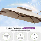 PURPLE LEAF Double Top 9 / 10 / 11 / 12 ft Square Aluminum Sun Umbrellas in Wood Color