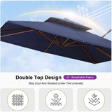 PURPLE LEAF Outdoor Garden Umbrella with Base, Cantilever Umbrellas in Wood Color