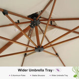 PURPLE LEAF Double Top 9 / 10 / 11 / 12 ft Square Aluminum Sun Umbrellas in Wood Color