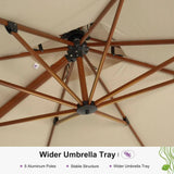 PURPLE LEAF Double Top 9 / 10 / 11 / 12 ft Square Aluminum Sun Umbrellas in Wood Color