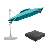 PURPLE LEAF Patio Umbrella with Base, Cantilever Umbrellas for Pool, Turquoise Blue