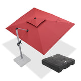PURPLE LEAF Red Patio Umbrella with Base, Outdoor Cantilever Umbrellas