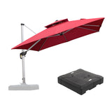 PURPLE LEAF Red Patio Umbrella with Base, Outdoor Cantilever Umbrellas