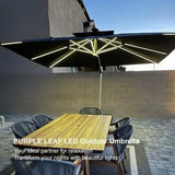 PURPLE LEAF Rectangular Cantilever Umbrella with Base, Outdoor Umbrellas with Lights