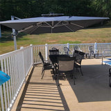 PURPLE LEAF Rectangular Cantilever Umbrella with Base, Outdoor Umbrellas with Lights