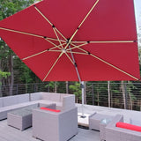 PURPLE LEAF Rectangular Cantilever Umbrella with Base, Outdoor Umbrellas with Lights