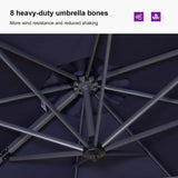 PURPLE LEAF Durable Patio Outdoor Umbrella Aluminum Round Cantilever Sun Yard Umbrellas For Pool, Deck